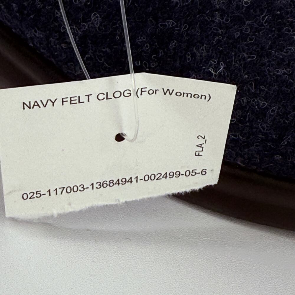 Fly Flot Felt Clog Slip On Slippere Shoes Womens Sz 40 9 Navy Blue Buckle Italy - Picture 9 of 9